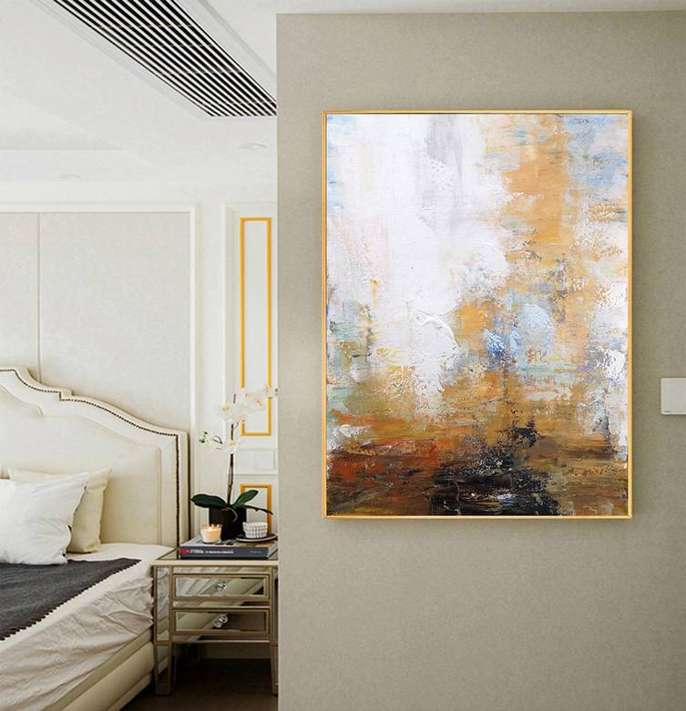 Grey Office Blue White Abstract Canvas Artwork 70CB6 wall art